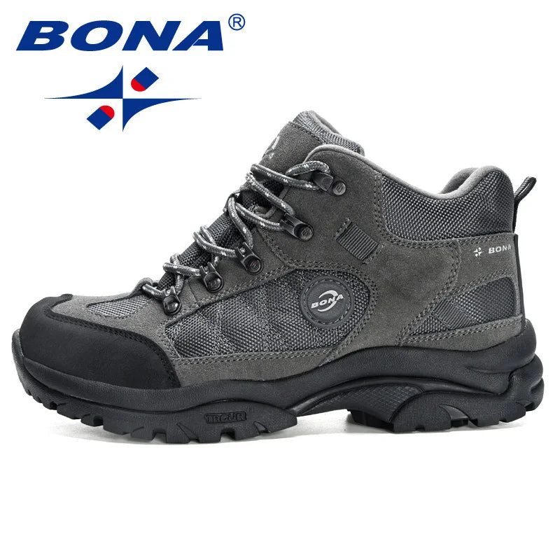 BONA  New Designers Non-slip Wear-resistant Breathable Hiking Shoes Men Lace UpOutdoor High-quality Jogging Walking Shoe