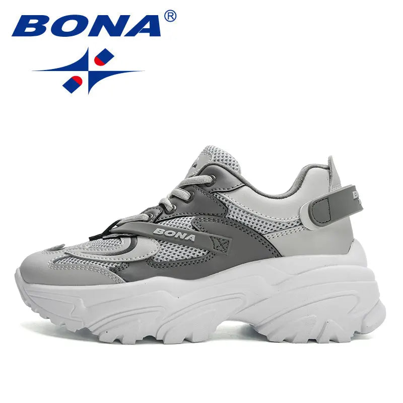 BONA 2023 New Designers  Breathable Walking Shoes Women Lace Up Platform Sneakers Ladies Leisure Feminino Casual Shoes