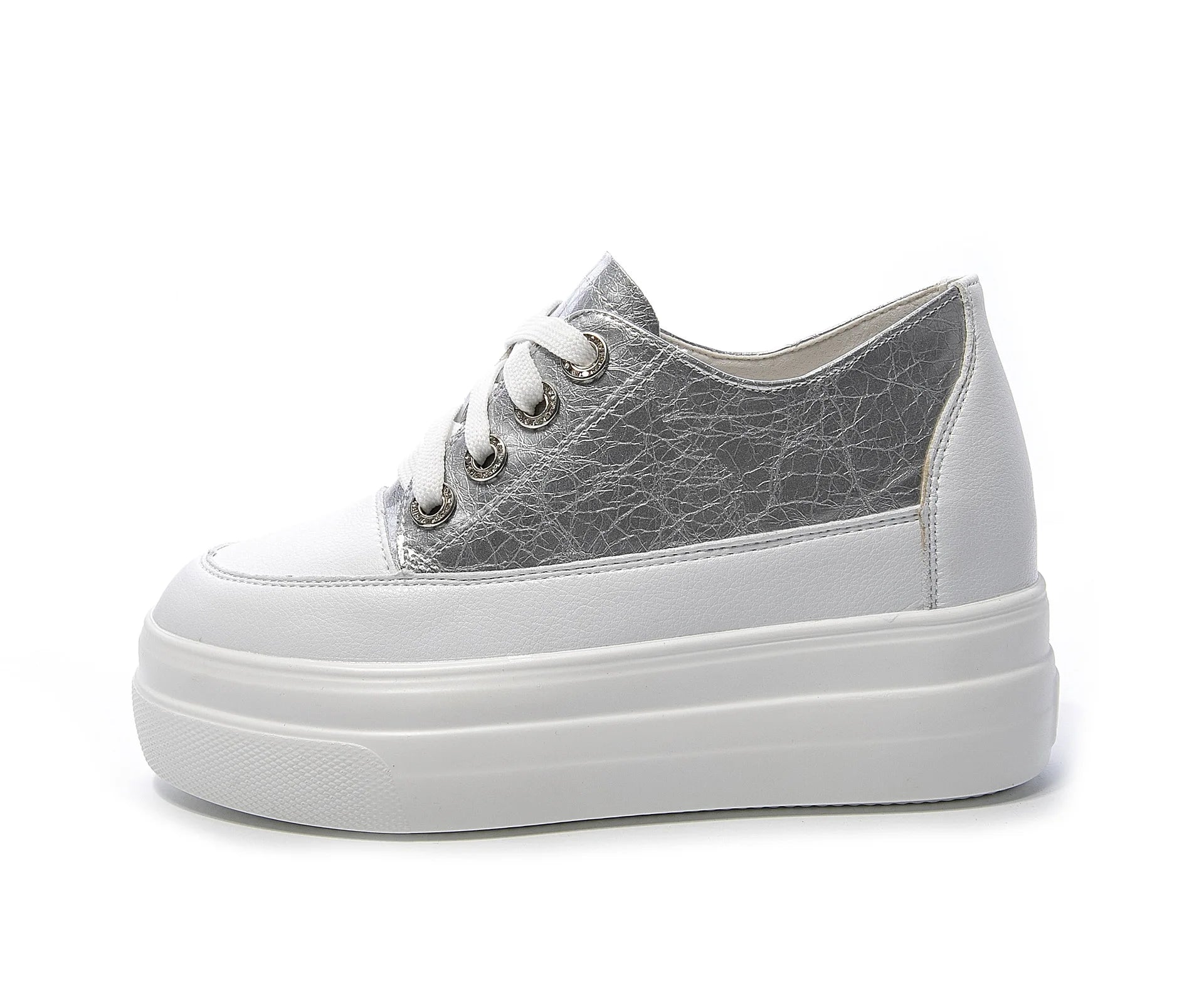 Fujin 8cm New Genuine Leather Platform Spring Autumn Chunky Sneaker Casual Hidden Women Vulcanize Comfy Summer Mixed Color Shoes