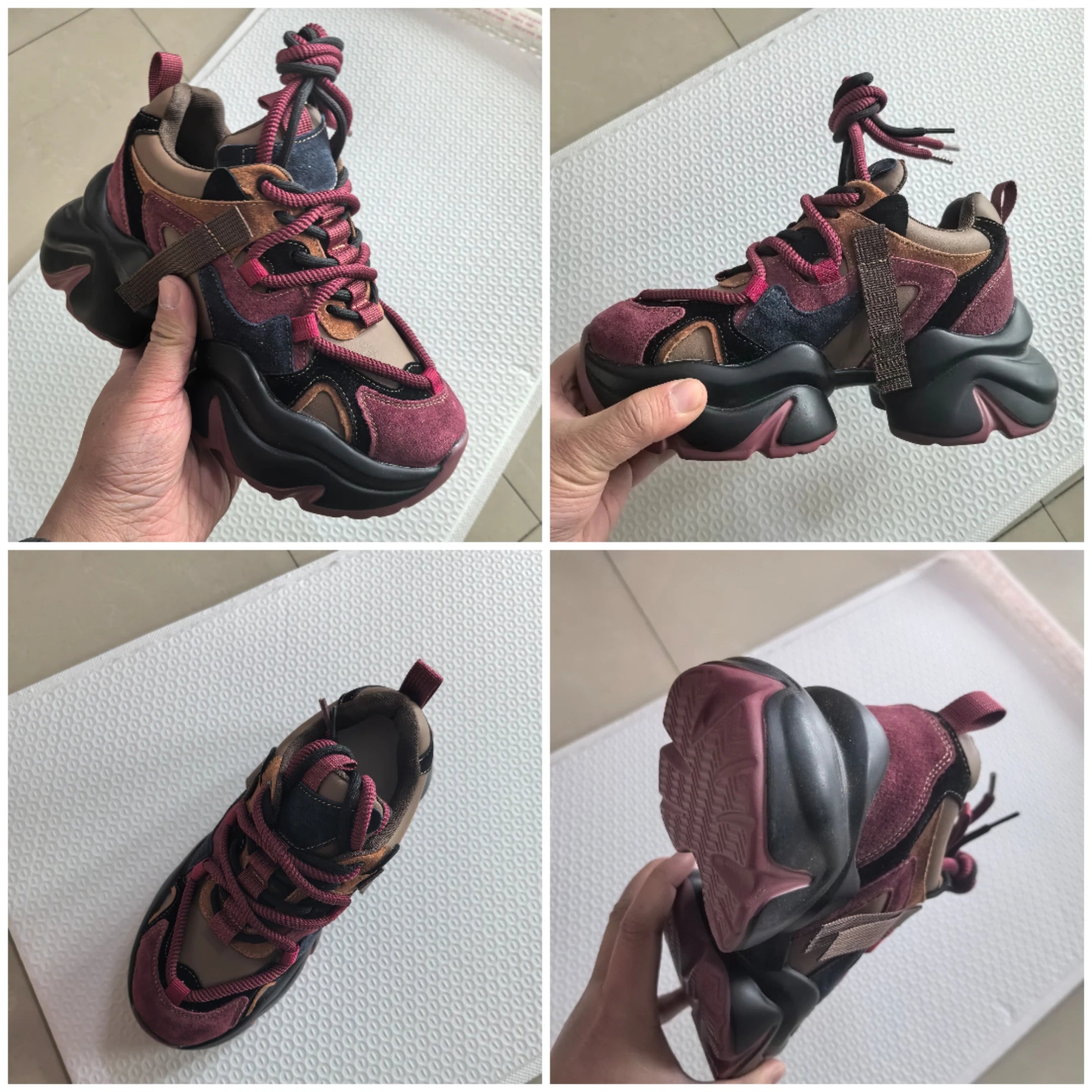 Fujin 5.5cm Genuine Leather Chunky Sneaker Loafer Plush Spring Warm Autumn Ankle Booties Women Platform High Brand Winter Shoes