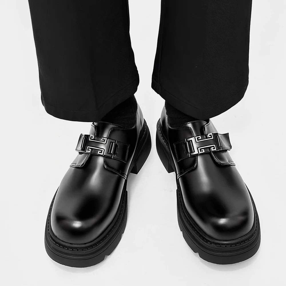 STRONGSHEN Men Leather Shoes Casual Office Business Formal Oxford Thick Bottom Dress Shoes Gentleman Outdoor Wedding Shoes