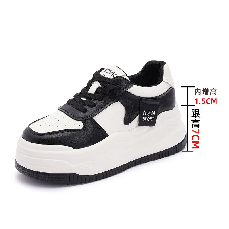Fujin 8.5cm Genuine Leather Women Vulcanize Chunky Sneakers Women Summer Hidden High Heels Platform Wedge Summer Mesh Shoes