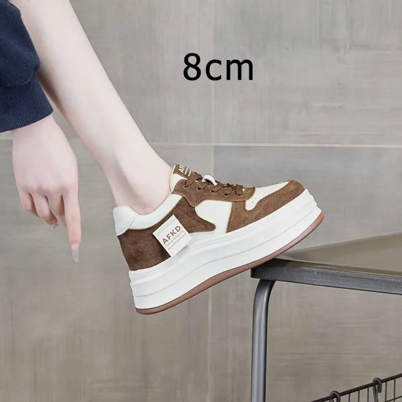Fujin 8cm 10cm Genuine Leather Vulcanize Loafer Spring Autumn Platform Vulcanize High Brand Comfy Chunky Sneaker Women Shoes