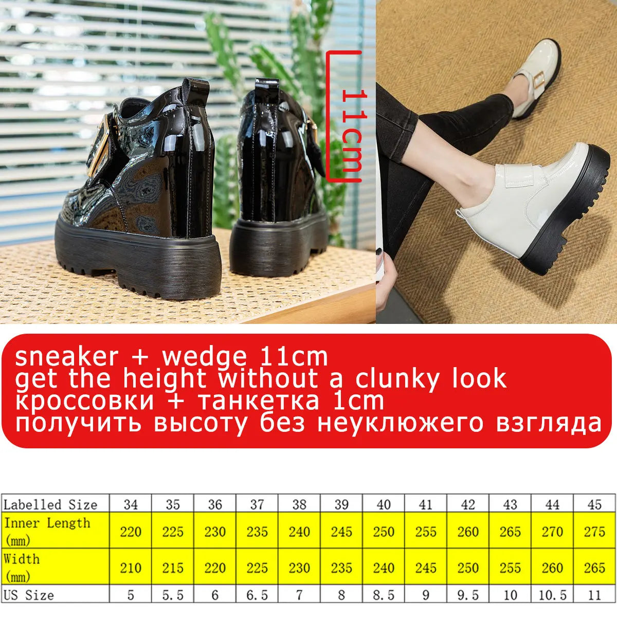 Fujin 11cm Genuine Leather Fashion Walking Height Increasing Loafers Ladies Casual Platform Wedge Women Slip on Shoes Slippers