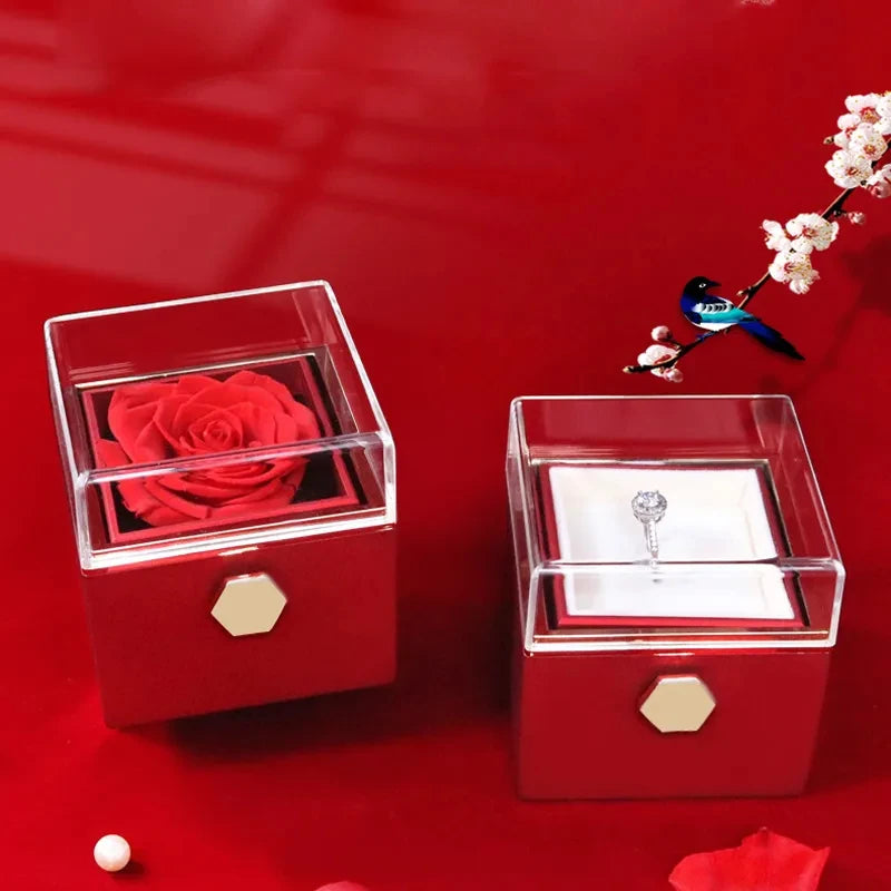 Eternal Love Necklace With 360° Flip Rose Gift Box For Women GFirlfriend Mom WIfe Christmas Romantic Gifts 2023 Hot Jewelry