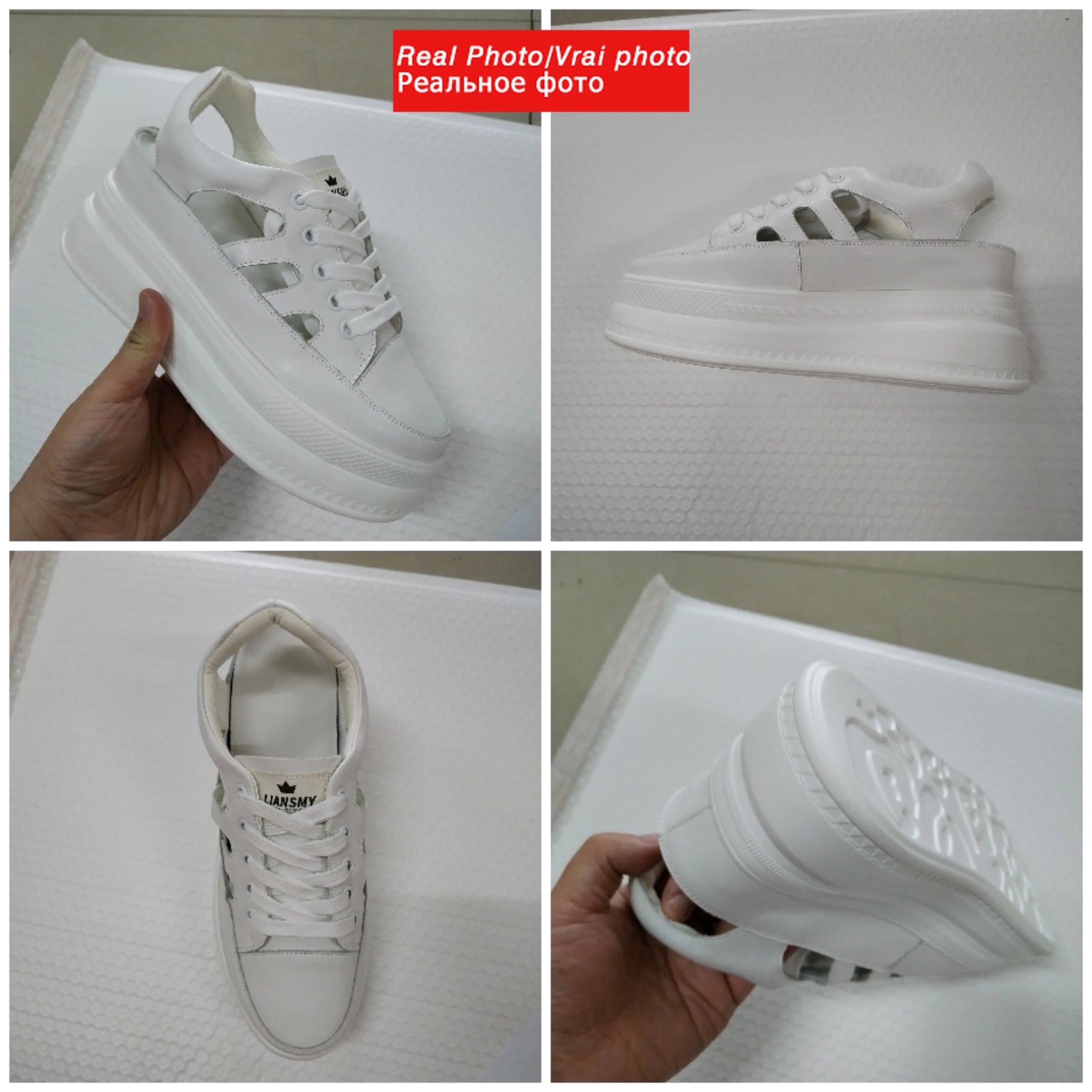 Fujin 9cm Hollow Full Cow Genuine Leather Women Summer Shoes Platform Sneakers Wedge Hidden Heel Women Summer Sandals Platform