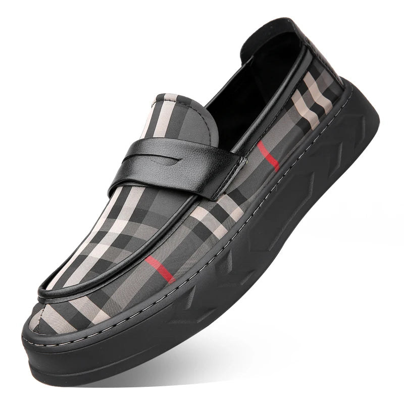 Men's Loafers Casual Shoes Retro Slip on Thick Sole Anti Slip Fashion Breathable Leather Shoes High Quality Office Party Shoes