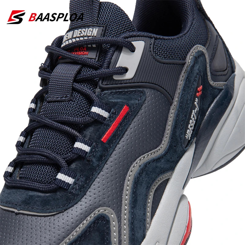 Baasploa Lightweight Running Shoes For Men New Men's Designer Leather Casual Sneakers Lace Up Male Outdoor Sports Shoes Tennis
