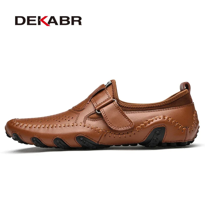 DEKABR Fashion Loafer Shoes Men Genuine Leather Soft Comfy Slip-on Moccasins Handmade Man Casual Shoes Drive Walk Luxury Leisure