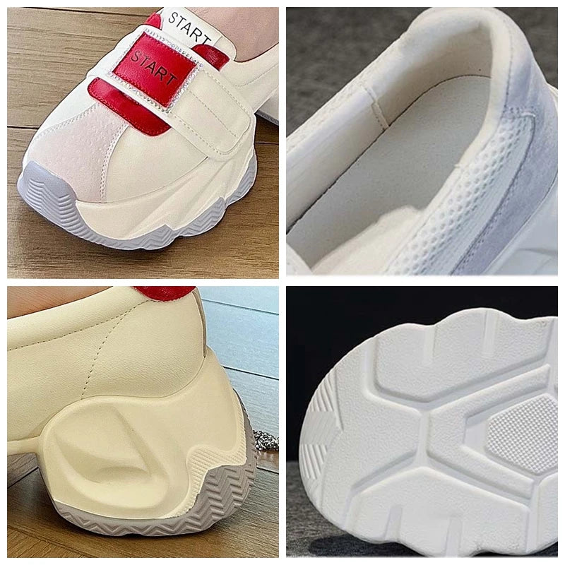 Fujin 6cm New Air Mesh Suede Genuine Leather Platform Wedge Women Spring Autumn Chunky Sneakers Fashion Boots Well-fitting Shoes