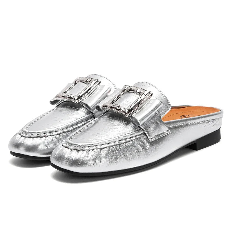 Luxury brand slippers patent technology balance bottom leather casual shoes temperament girls shoes 35-39 European size