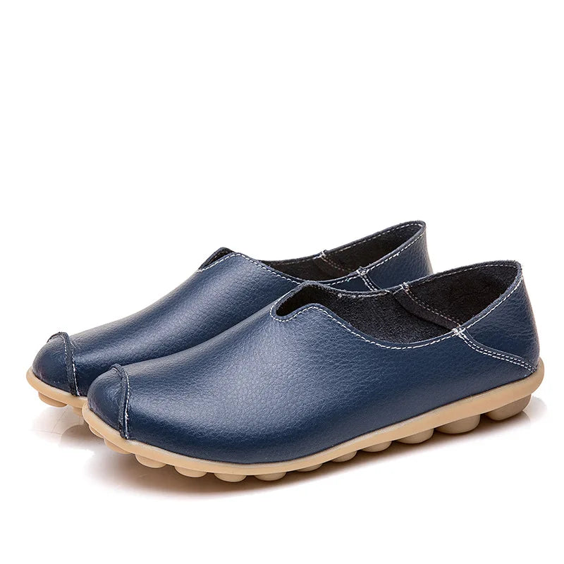 WOIZGIC Genuine Leather Flats Loafers for Women's Female Ladies Comfortable Slip-On Shoes Classic Style colorful soft