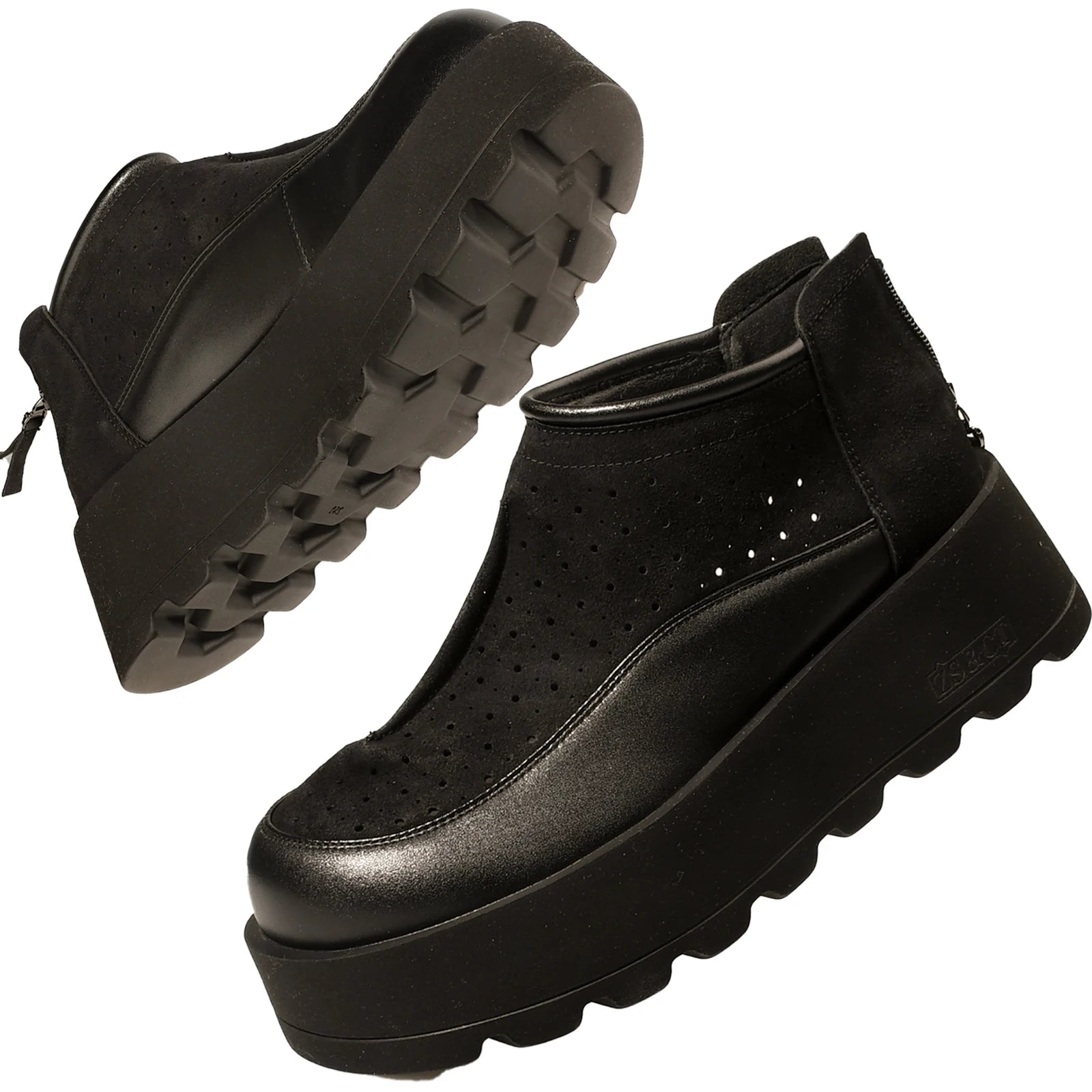 Fujin 6CM Suede Cow Genuine Leather Moccasins Women Platform Wedge Flats Women Shoes Ankle Booties Females ZIP Pumps Shoes