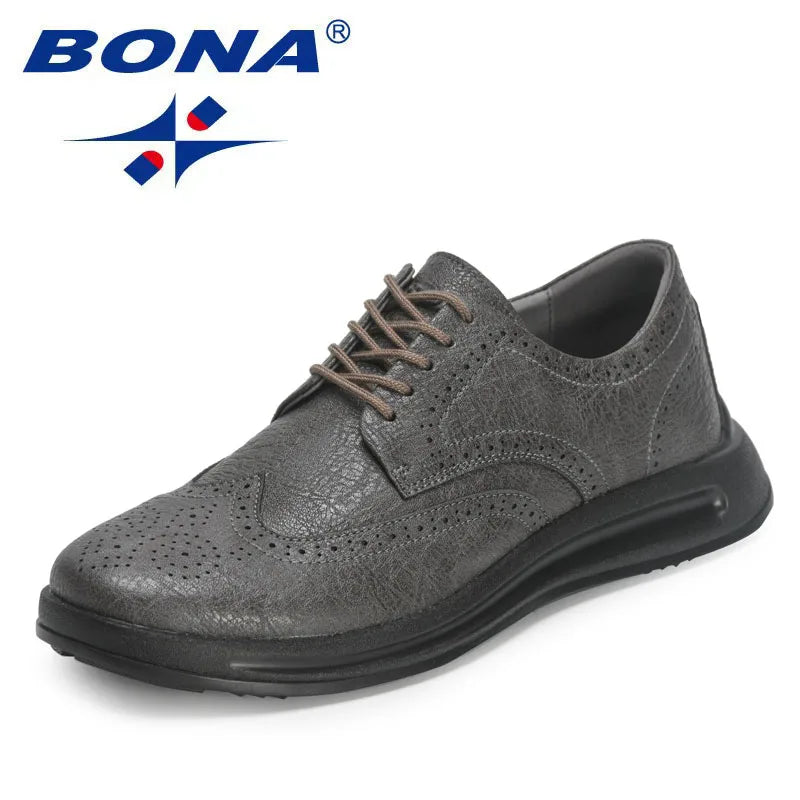 BONA  New Designers Handmade Genuine Leather Shoes Men Casual Sneakers Man Business Loafers Formal Walking Shoes Mansculino