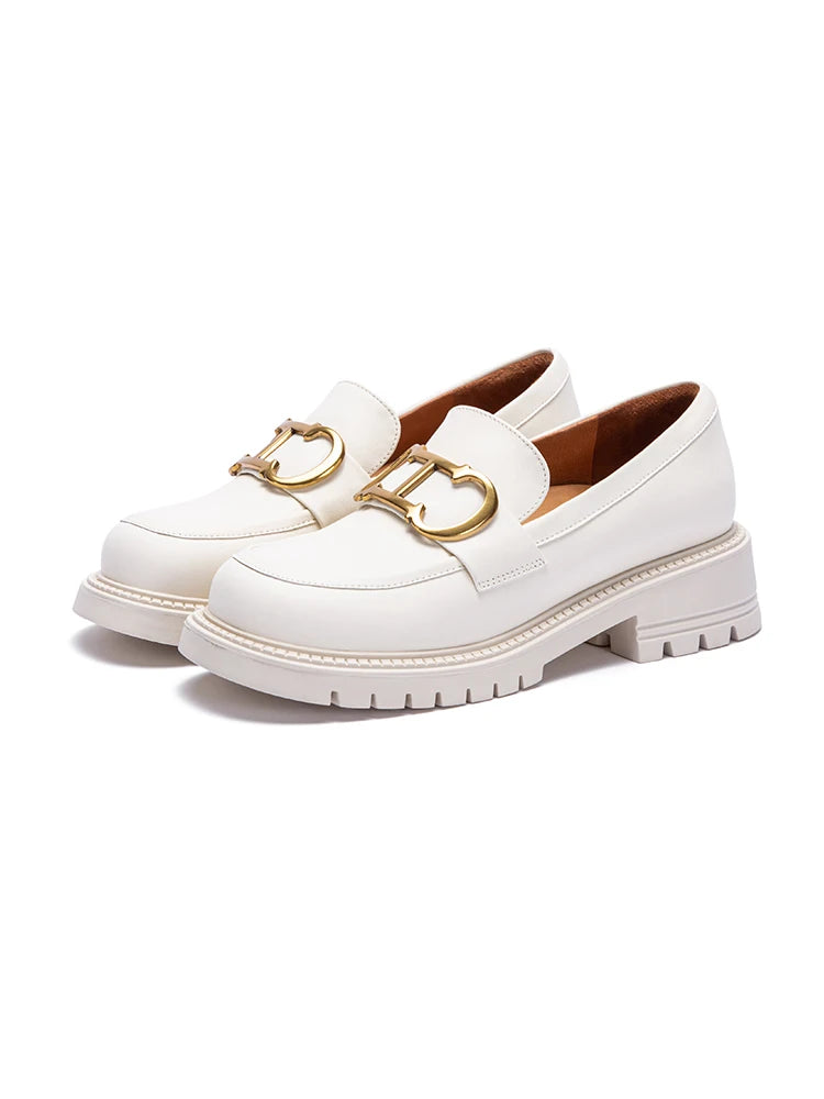 Balance Shoes Technology Orthopedic Women's Shoes Thick Single Shoes Casual Shoes Beige Beige Leather Loafers