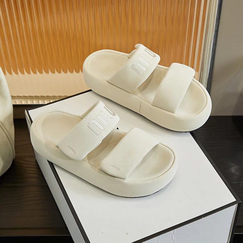 AUTUSPIN New Rome Flats Slippers for Women Summer Leisure Shoes Outdoor Beach PU Leather Slides Female Daily Fashion Shoes 2025