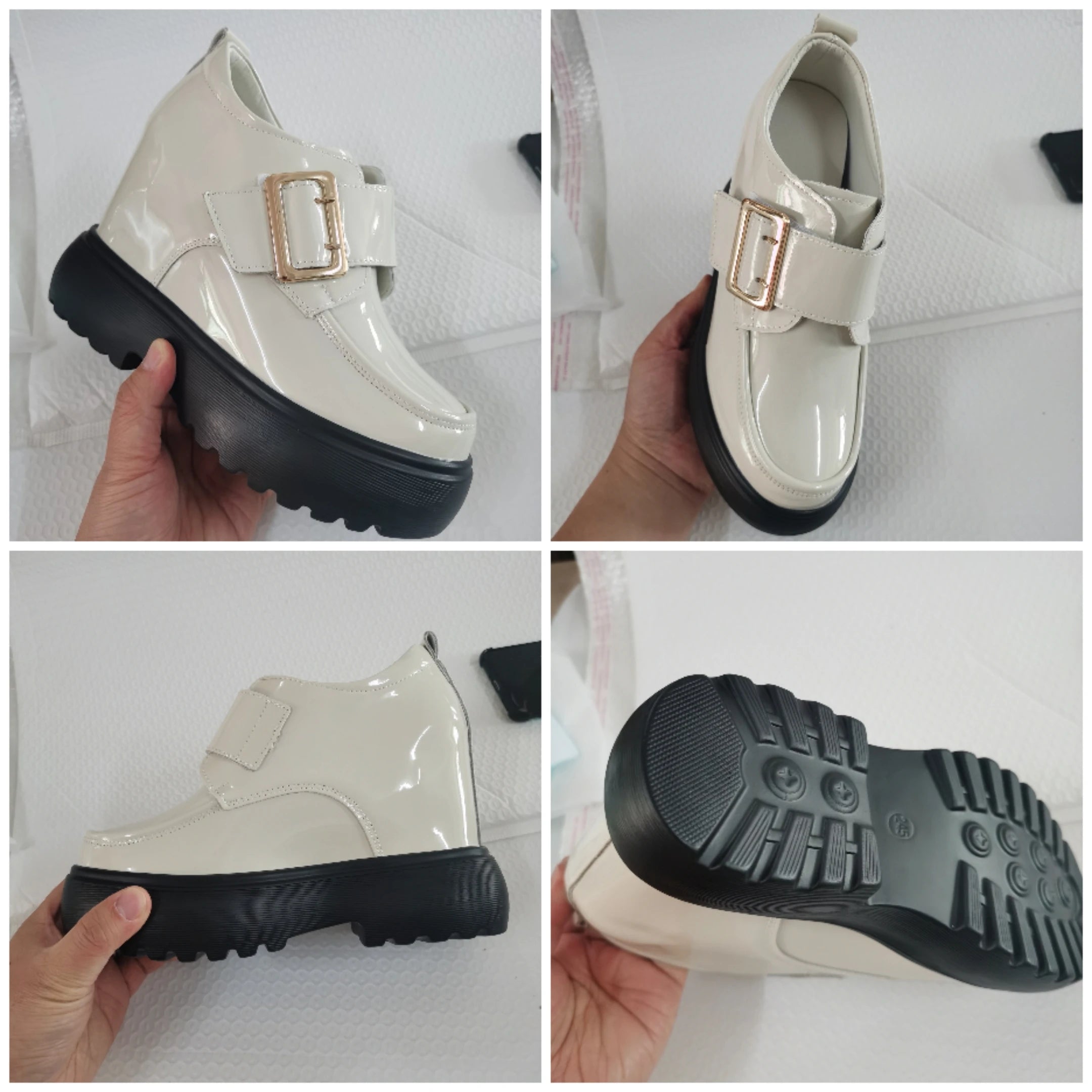 Fujin 11cm Genuine Leather Fashion Walking Height Increasing Loafers Ladies Casual Platform Wedge Women Slip on Shoes Slippers