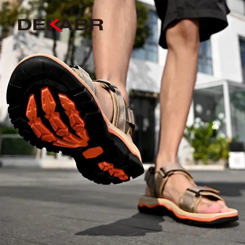DEKABR Sandals For Men Outdoor Fashion Summer Men Shoes Genuine Leather Non-slip Beach Slip-On Daily Footwear Men Sandals