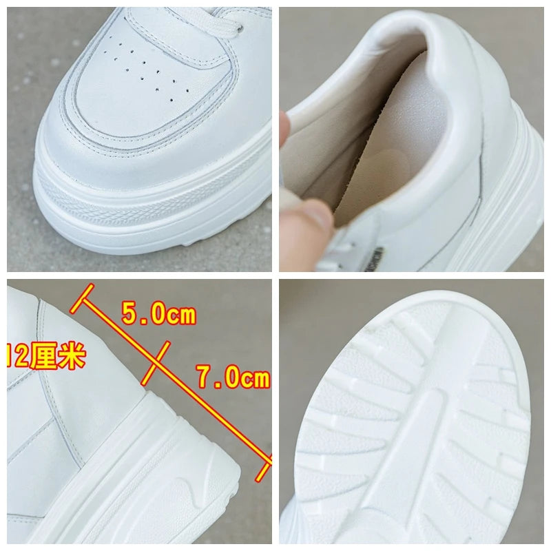 Fujin 12CM Wedge Pumps Autumn Genuine Leather Spring Spring Shoes Hidden Heels Moccasins Women Platform High Brand Female Shoes