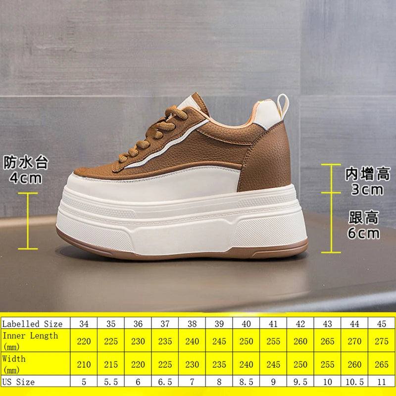 Fujin 9cm Women Platform Wedge Casual Autumn Cow Genuine Leather Woman Firm Ergonomic Ankle Boots Chunky Sneakers Spring Shoes