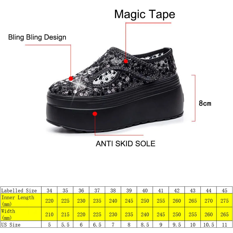 Fujin 8cm White Platform Sneakers for Women Casual Shoes Chunky Platform Sneakers Fashion Female Summer Shoes Sandals Slip on