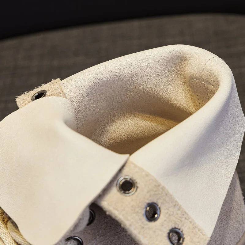 DRKANOL Women Flat Platform Ankle Boots Quality Cow Genuine Leather Round Toe Thick Sole Lace-Up Retro Style Casual Short Boots