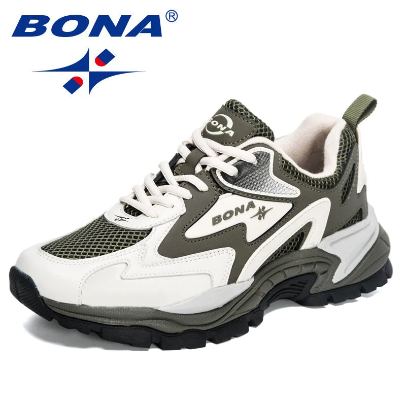 BONA  New Designers Mesh Running Shoes Breathable Training Shoes Men Lightweight Sneakers Non-Slip Tennis Walking Shoes Man