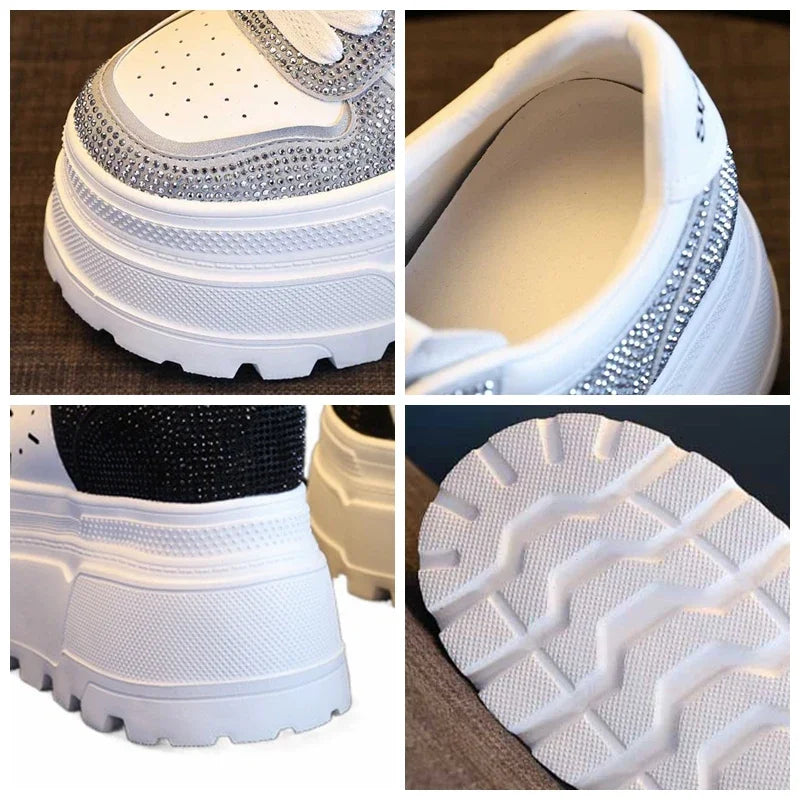 Fujin 10cm Microfiber Leather Spring Platform Wedge Women Casual Shoes Bling Skate Boarding Fashion Autumn Shoes Chunky Sneakers