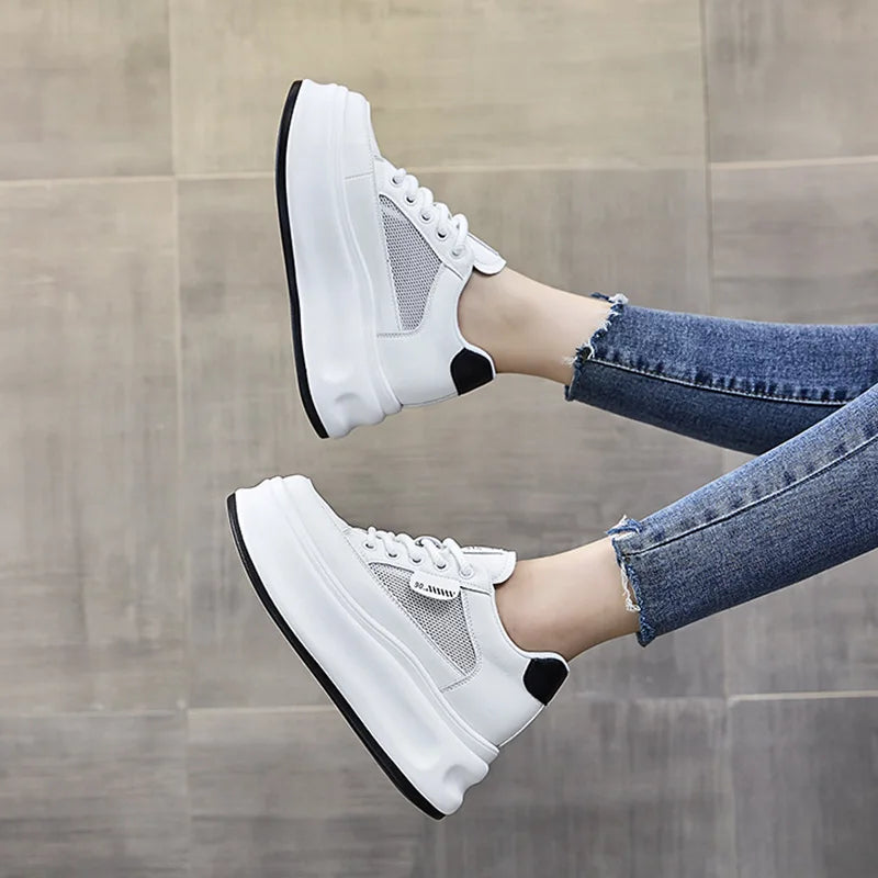 Fujin 7cm 2024 Air Mesh Platform Wedge Shoes Chunky Sneakers Women Summer Fashion Comfy Breathable Casual Shoes Female Vulcanize