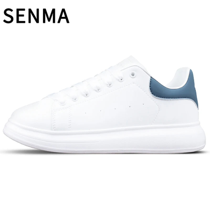 Senma Men's Shoes Couple Sports Casual White Board Shoes Men's Leather Soft Sole Height Increasing Versatile White Trendy Shoes