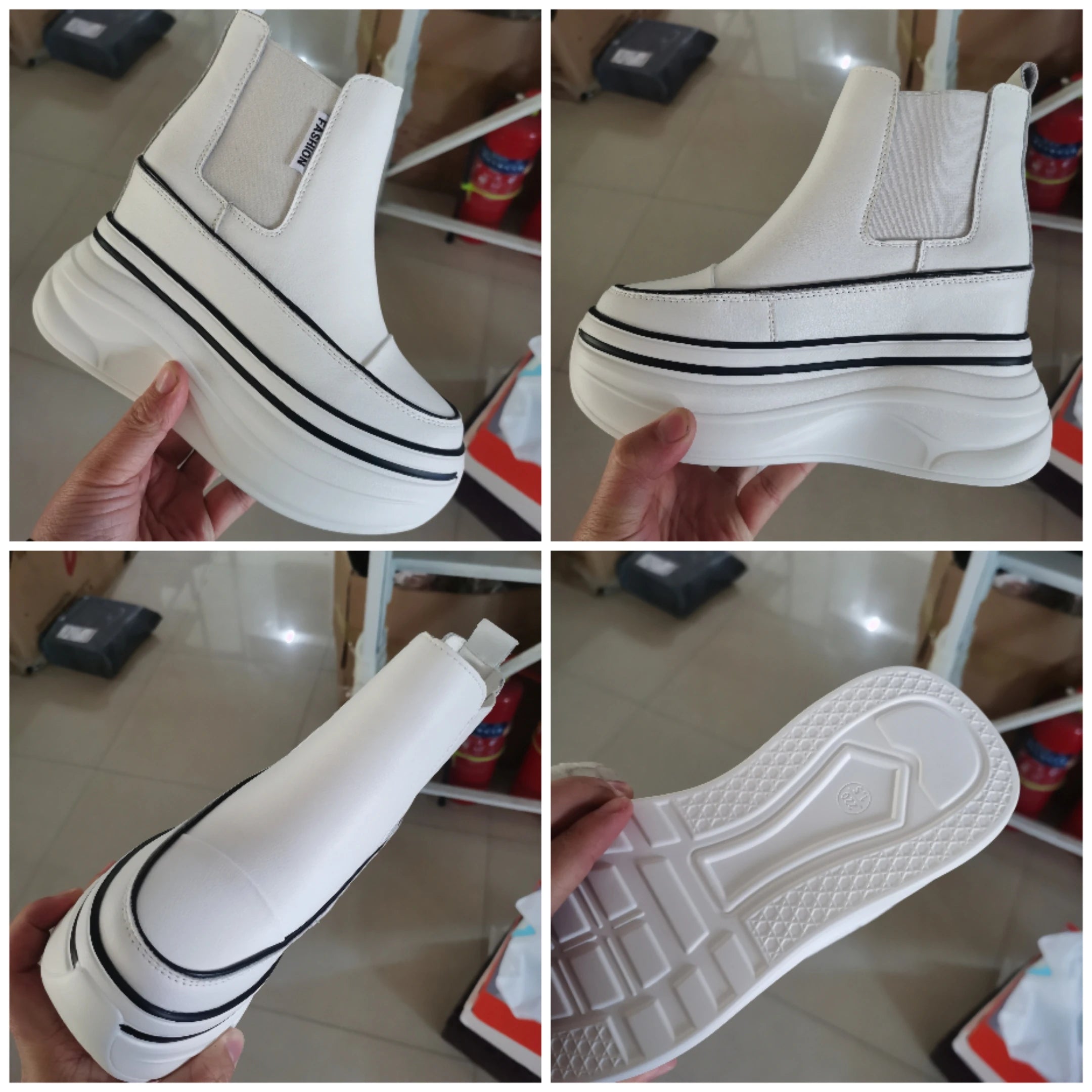 Fujin 10cm ROME Genuine Leather Support Stable Chelsea Booties Women Autumn Ankle Motorcycle Elastic Spring Arch Ladies Shoes