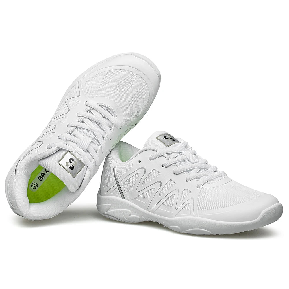 BAXINIER Girls Cheer Shoes White Cheerleading Dance Sneakers Youth Shool Athletic Training Tennis Shoes Kids Walking Footwear