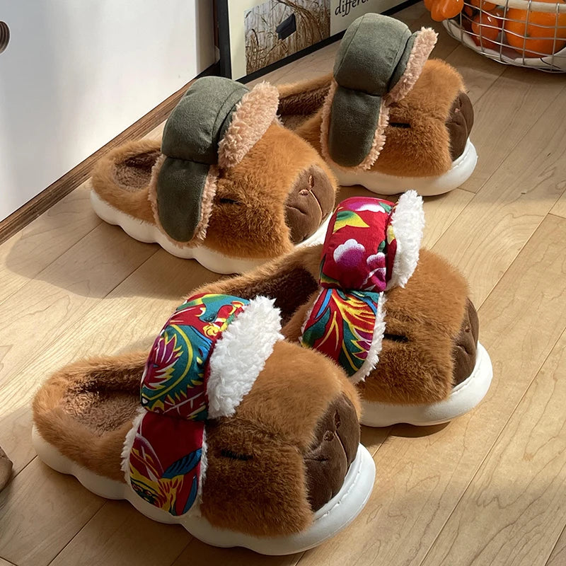 Slippers Men Bedroom Non-slip House Women Shoes Soft Warm Plush Indoor Loafers Fashion Funny Gift Cute House Shoes Unisex