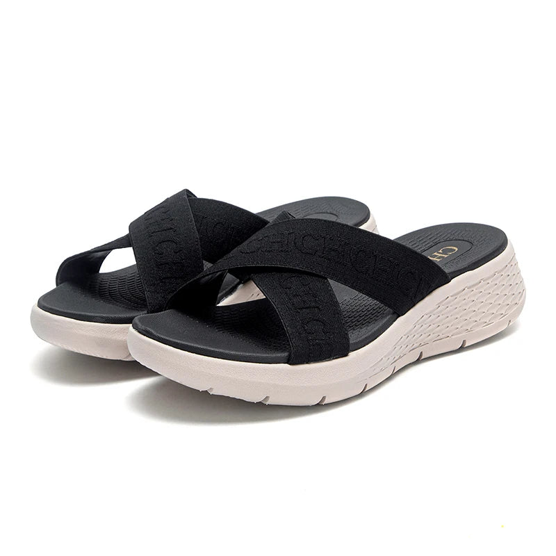 Luxury brand slippers for men and women with the same lightweight EVA bottom webbing surface comfortable summer beach outdoor