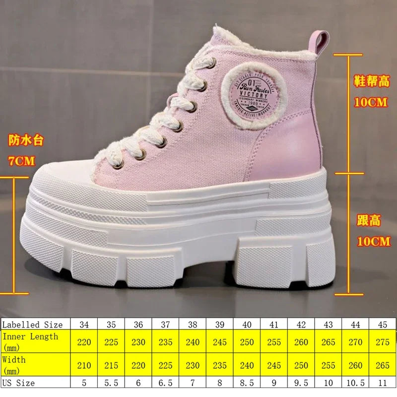 Fujin 10cm High Brand Skateboard Breathable Shoes Denim Women Fashion Spring Ankle Boot High Brand Platform Wedge Autumn Fashion