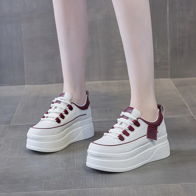 AUTUSPIN 5cm Women Platform Flat Sneakers Spring Summer Fashion Mixed Colors White Shoes Students Daily Round Toe Vulcanize Shoe