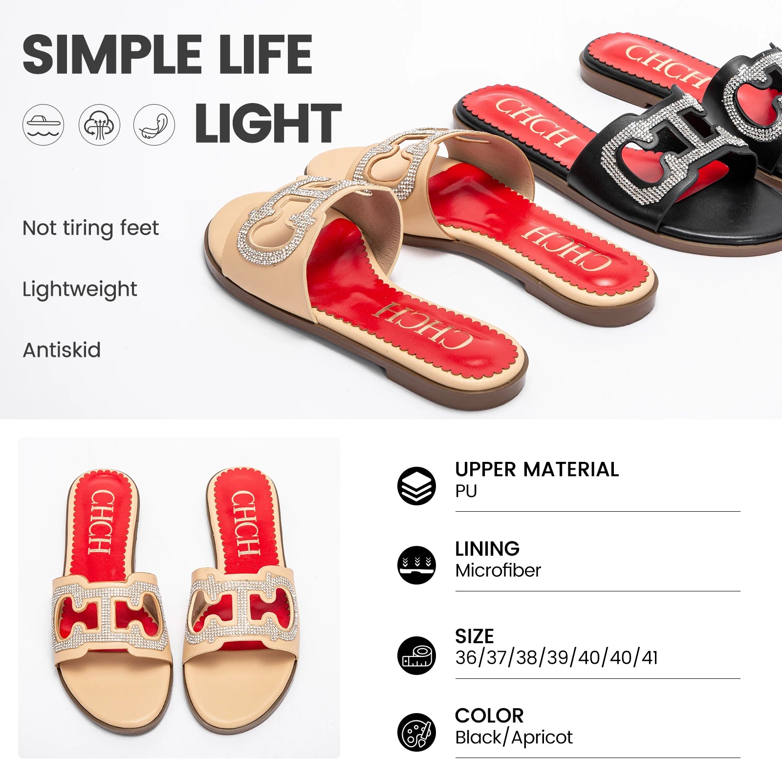 Flat shoes for women's summer square open toe beach shoes with inlaid embellishments sandals Girl