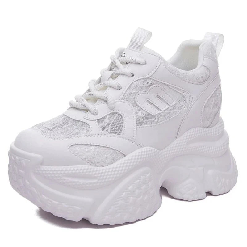 Autuspin Lace Mesh Women's Vulcanize Shoes Summer Fashion Brand High Quality Ladies Platform Chunky Sneakers Woman Size 34-39