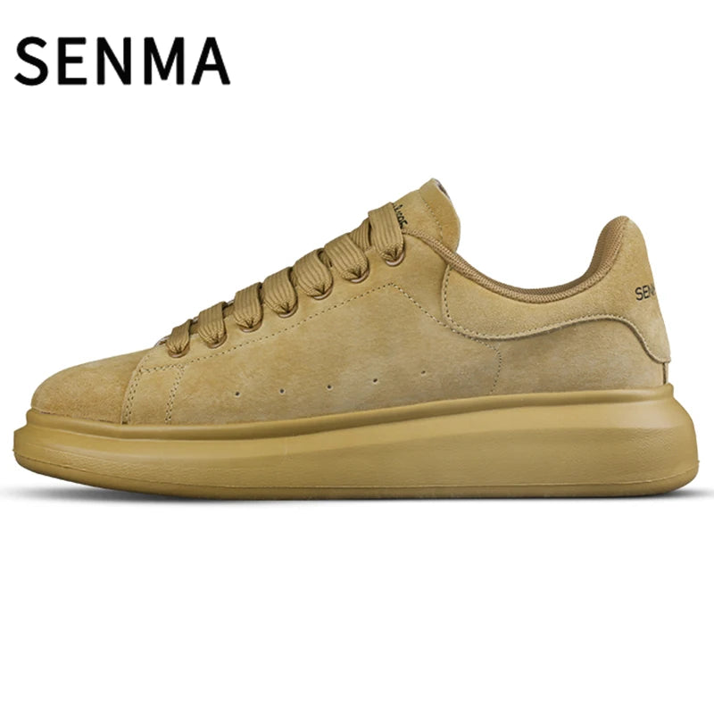 SENMA Genuine Leather Couple Skateboarding Shoes Men's and Women's Versatile Casual Shoes Thick Bottom Sports Shoes Men Sneakers