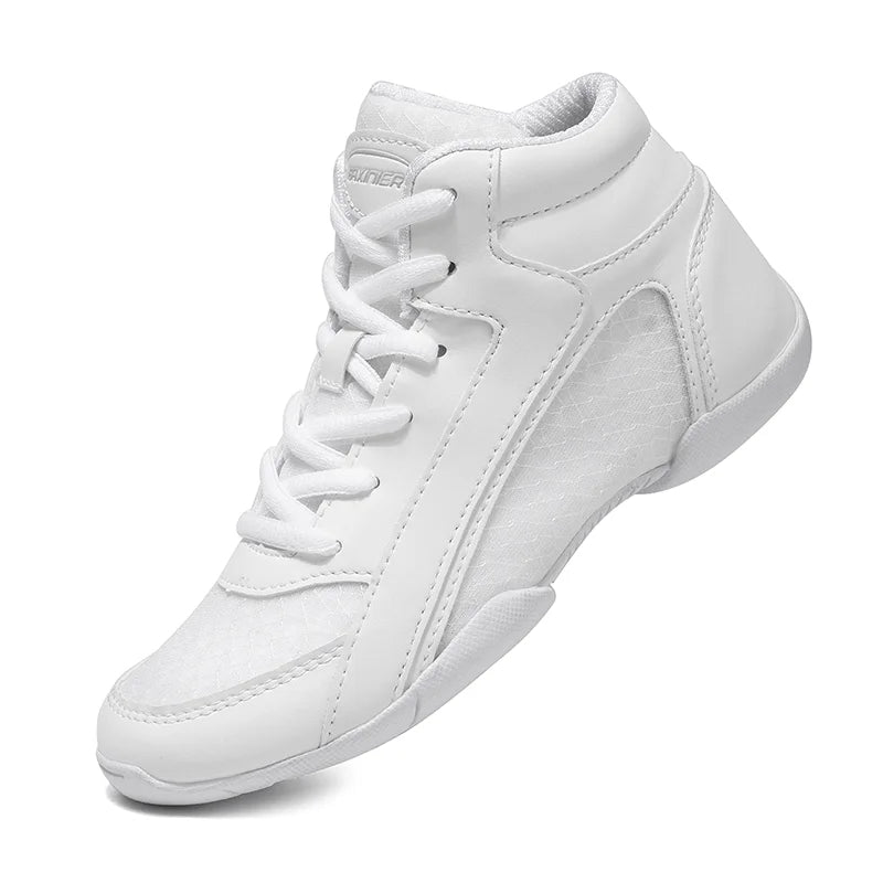 BAXINIER Girls White High Top Cheerleading Shoes for Kids - Lightweight Training and Competition Sneakers for Dance and Tennis