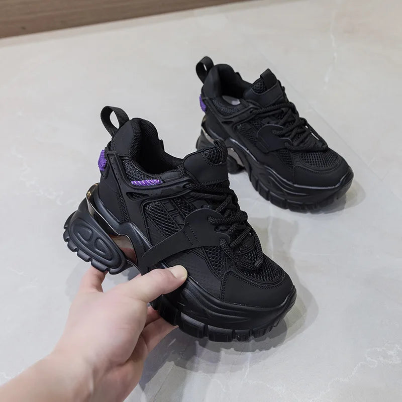 Fujin 10cm Air Mesh Microfiber Leather Summer Platform Wedge Women Casual Shoes Autumn Lady Fashion Shoes Chunky Sneakers Skate