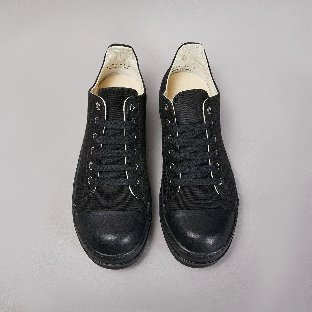R-o Design Men Shoe Women Sneakers Full Black Canvas Low Top Shoe Luxury Casual  Sneaker Thick Sole Lace Up Luxury Flat Shoes