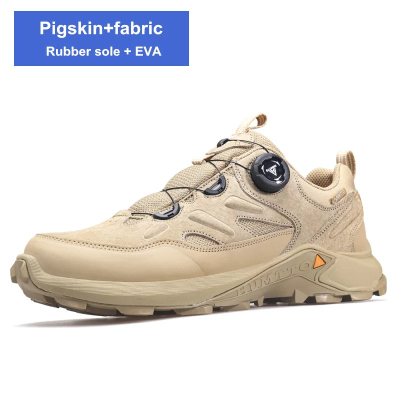 HUMTTO Leather Trekking Shoes Luxury Designer Hiking Boots Mens Outdoor Climbing Sneakers for Men Sports Safety Work Man Sneaker
