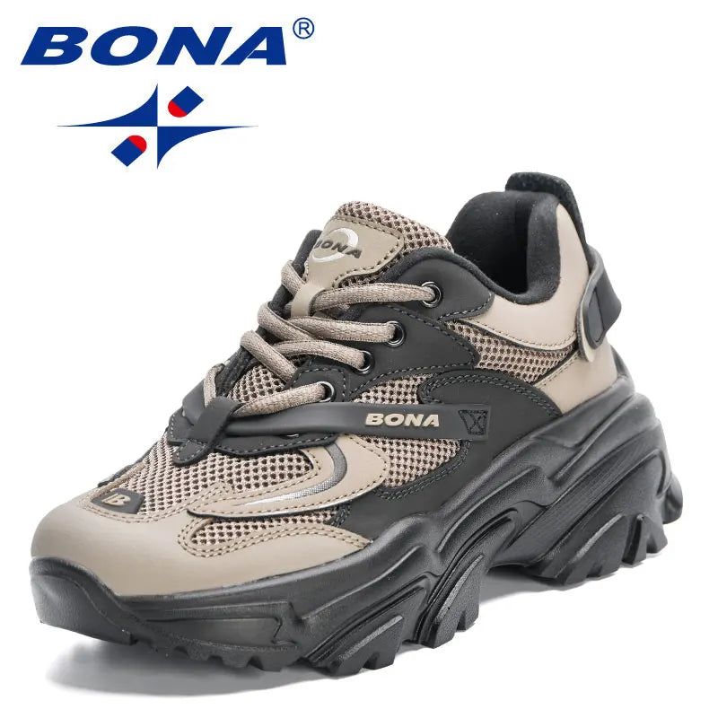 BONA 2023 New Designers  Breathable Walking Shoes Women Lace Up Platform Sneakers Ladies Leisure Feminino Casual Shoes