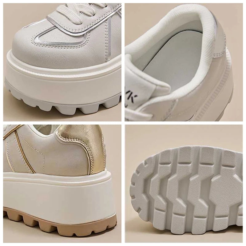 Fujin 8.5cm Microfiber Leather Vulcanize High Brand Flats Comfy Spring Autumn Platform Vulcanize Women Chunky Sneaker Shoes