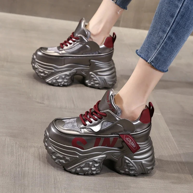 AUTUSPIN Winter Comfy Women Vulcanize Shoes Korean Style Fashion Platform Internal Heighten Leisure Sneakers Microfiber Leather