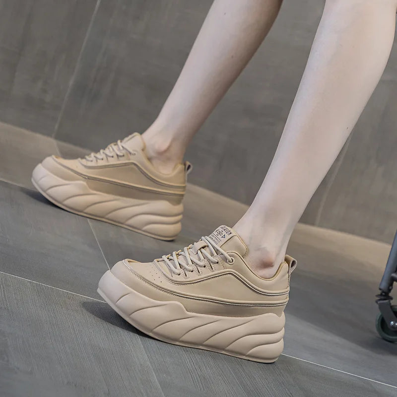 Fujin 6.5cm Genuine Leather Platform Wedge Boots Spring Autumn Supportive Ankle Boots Chunky Sneakers Women Comfy Pumps Shoes