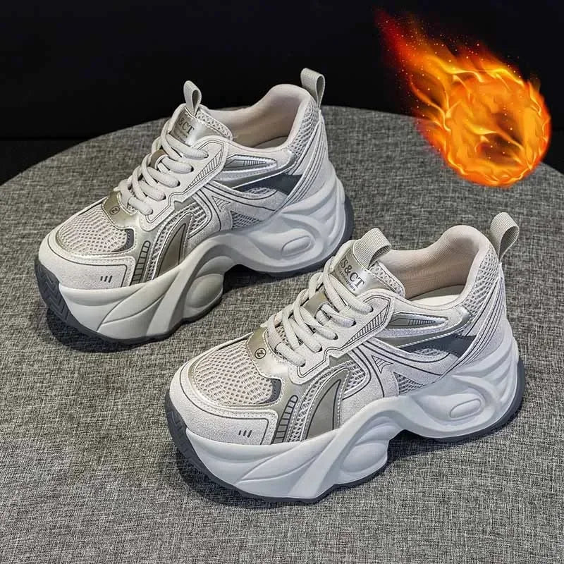 Fujin 7cm Ethnic Comfy Concise Chunky Sneaker Women Autumn Leather Loafer Spring Flats Rubber Luxury Shoes Winter Warm Footwear