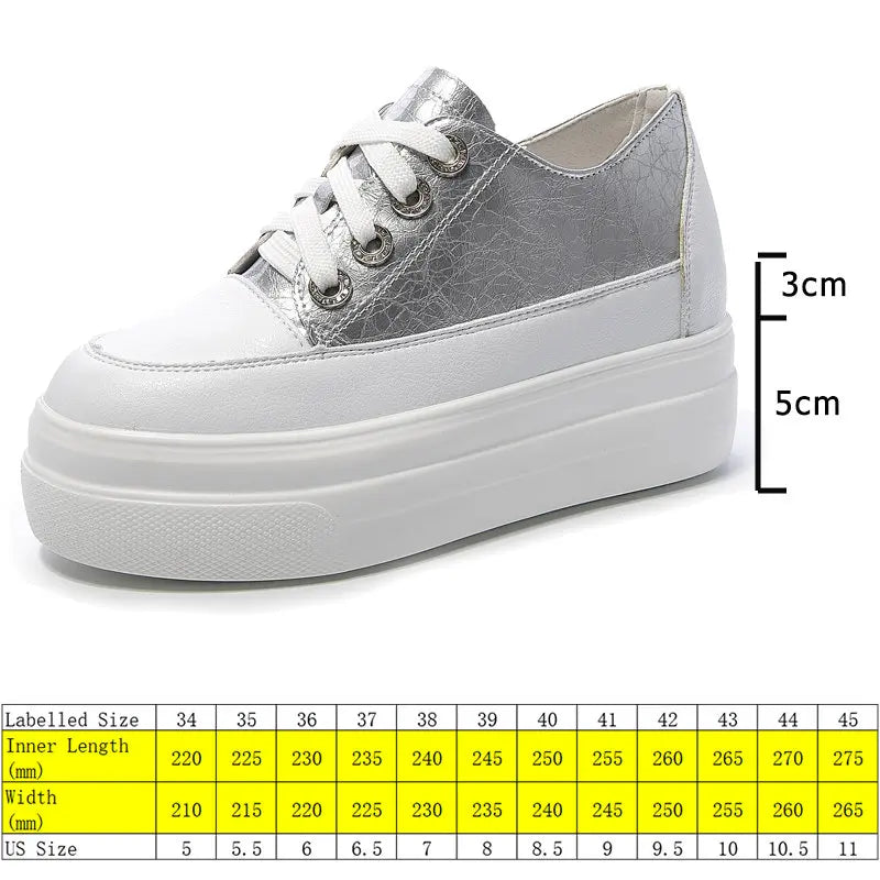 Fujin 8cm New Genuine Leather Platform Spring Autumn Chunky Sneaker Casual Hidden Women Vulcanize Comfy Summer Mixed Color Shoes