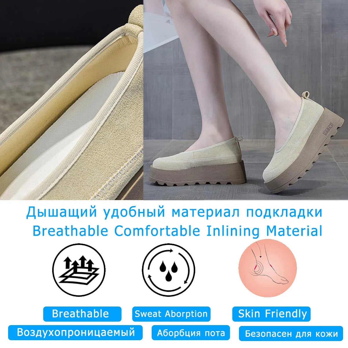 Fujin 6cm 2025 Suede Cow Genuine Leather Spring Combat Shoes Women Platform Wedge Flats Ladies Booties Autumn Ankle Booties